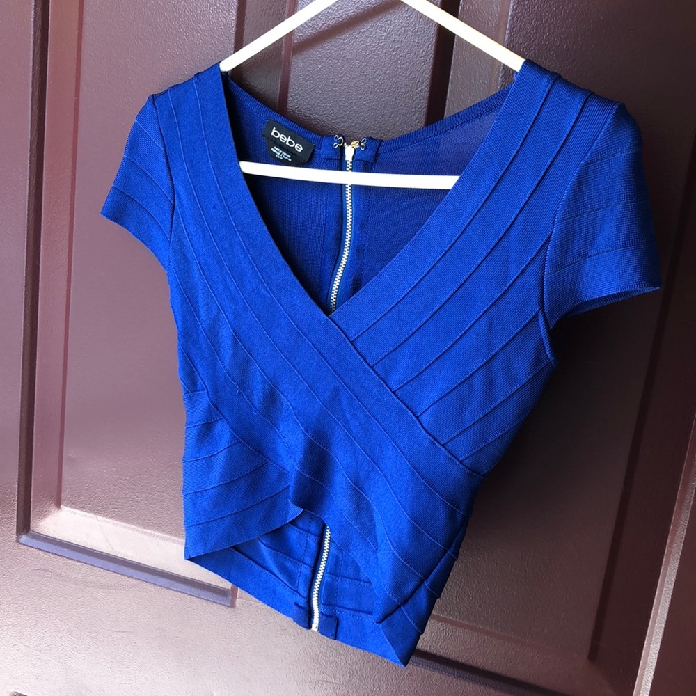 Bebe blue bandage crop top size XS
